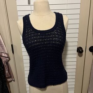 Aerie Dark Blue Crochet Tank Top